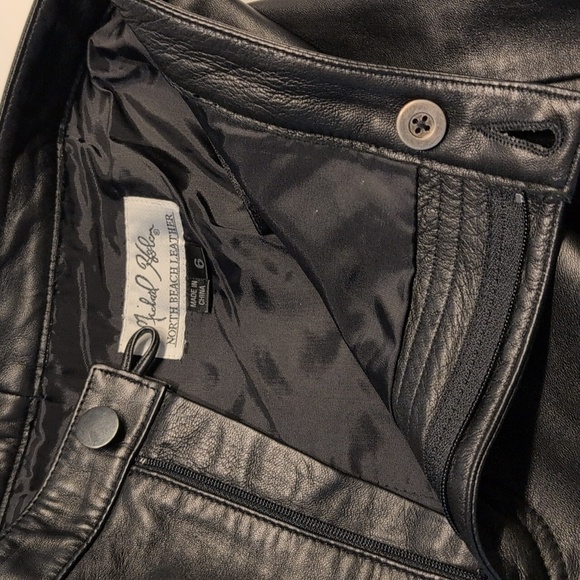 Michael Hoban for North Beach Leather Straight Leg Black Leather Pants Size 6 - Picture 6 of 9